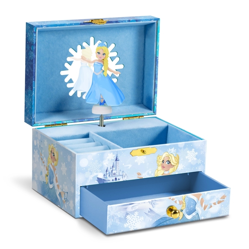 Princess Musical Jewelry Box with Snowflake Mirror, Icy Blue Finish