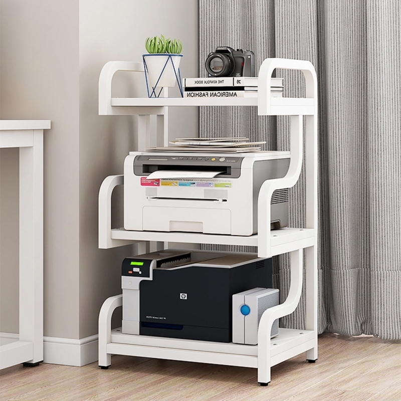 Printer Stand Curved Frame 3-Tier Modern Home Office Storage Shelf
