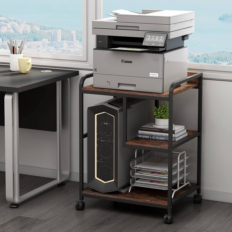 Printer Stand Large Mobile Industrial Cart with CPU Compartment