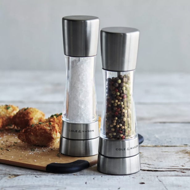 Professional Pepper Grinder Set: Brushed Metal & Hourglass Silhouette