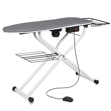 Professional Vacuum Ironing Table with Foot Pedal Control and Wire Shelf