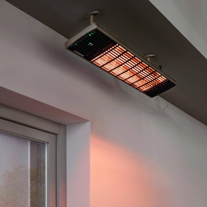 Radiant Heater Slender Profile Metallic Silver Infrared Warmth