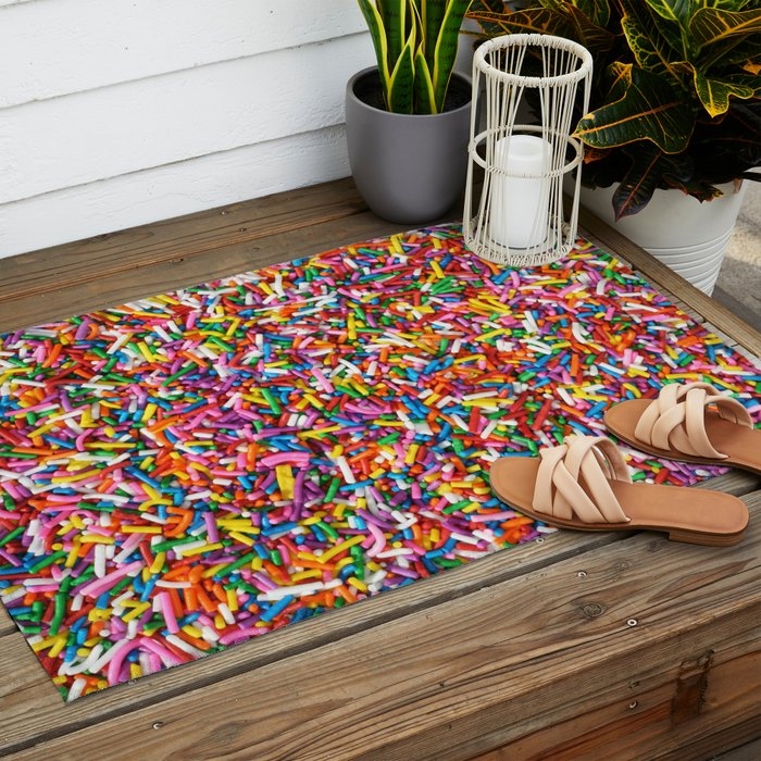 Rainbow Sprinkles Sweet Candy Colorful Outdoor Rug by sweetviolets |  Society6