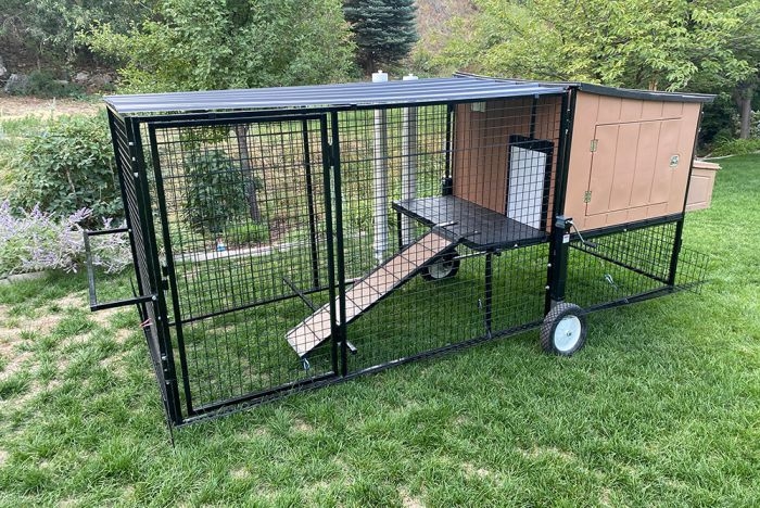 Raised Mobile Urban Chicken Coop with Industrial Metal Frame