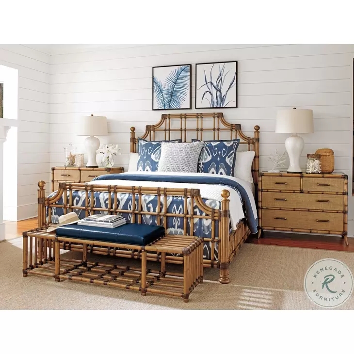 Rattan Bedroom Set with Bamboo Turned Detailing and Lattice Headboard