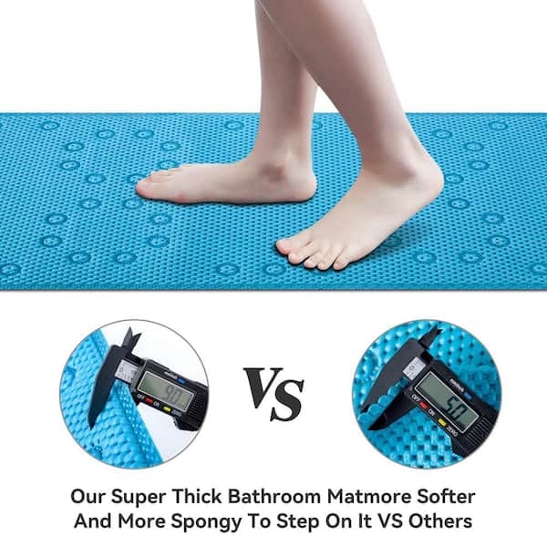 RAY STAR 17 in. x 36 in. Blue Double Layer Foam Non-Slip Bathtub Mat, a  More Comfortable and Thicker Tub Mat Than Other Shower RYF180233068442 -  The Home Depot
