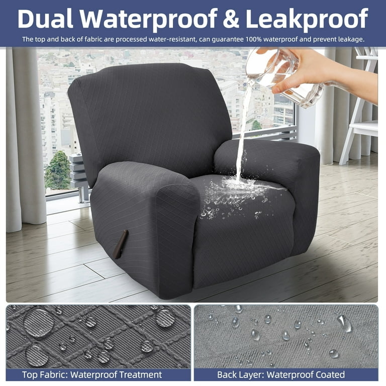 Recliner Chair Cover Dark Gray Dual Waterproof Diamond Jacquard