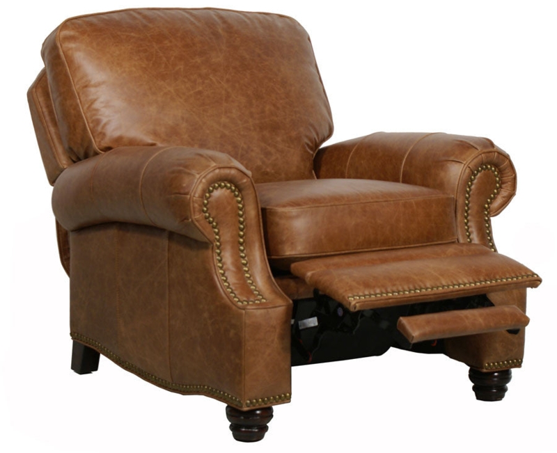 Recliner Chair Saddle Brown Distressed Leather with Rolled Arms