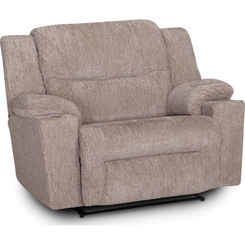 Recliner Chair Taupe Grey Ribbed Texture Channel Stitching Wide Seating