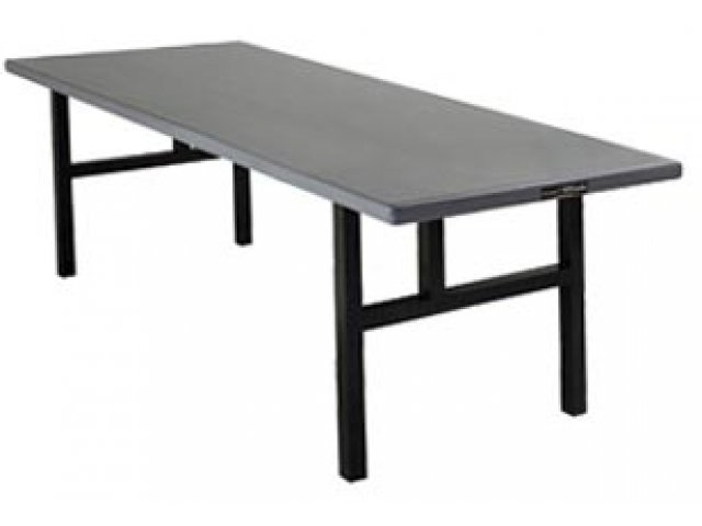 Rectangular Folding Table with Aluminum Top and Black H-Legs