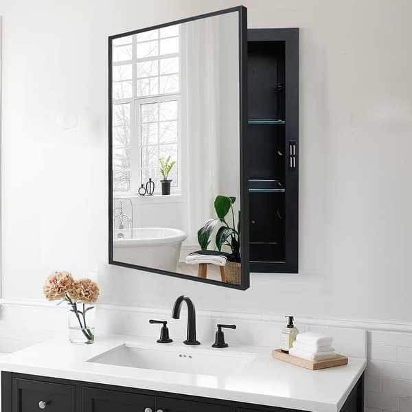 Rectangular Medicine Cabinet Recessed Concealed Storage Minimalist