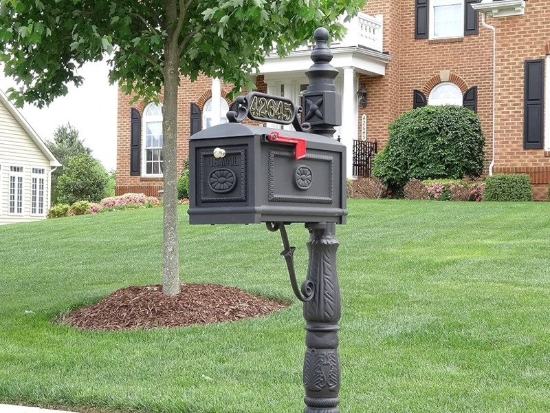 Residential Mailbox Tiered Finial Rosette Relief Cast Aluminum