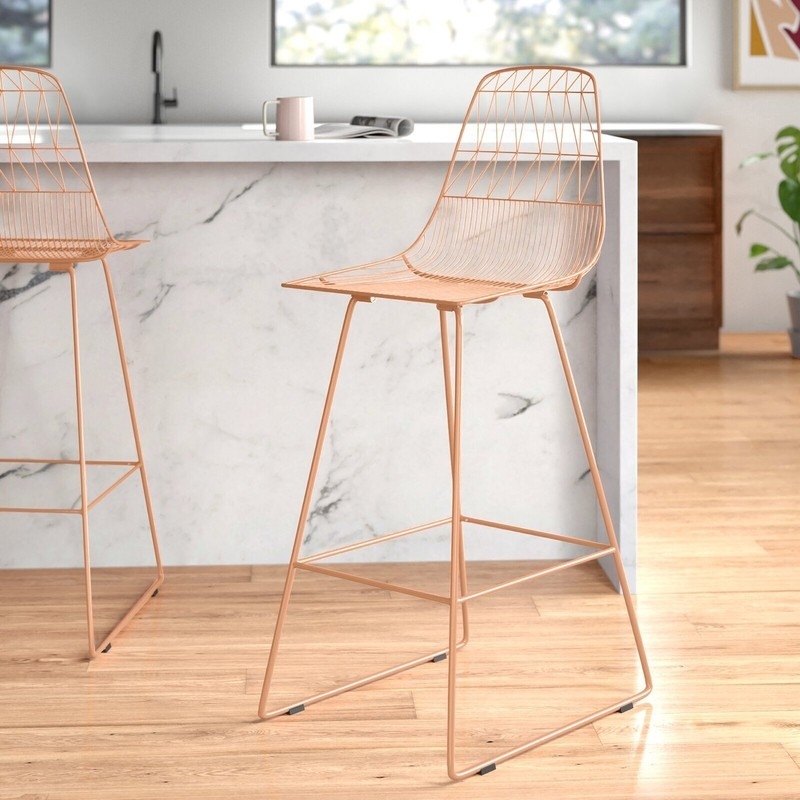 Retro Inspired Copper Wire Bar Stool with Sled Base