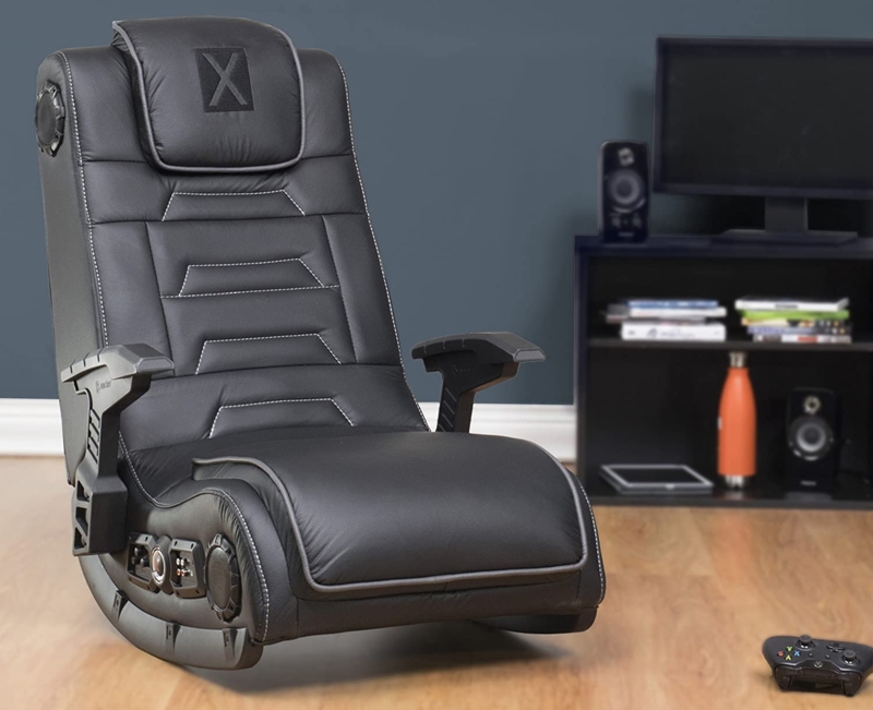 Rocker Gaming Chair: Matte Black with Contrast Stitching and Quilting