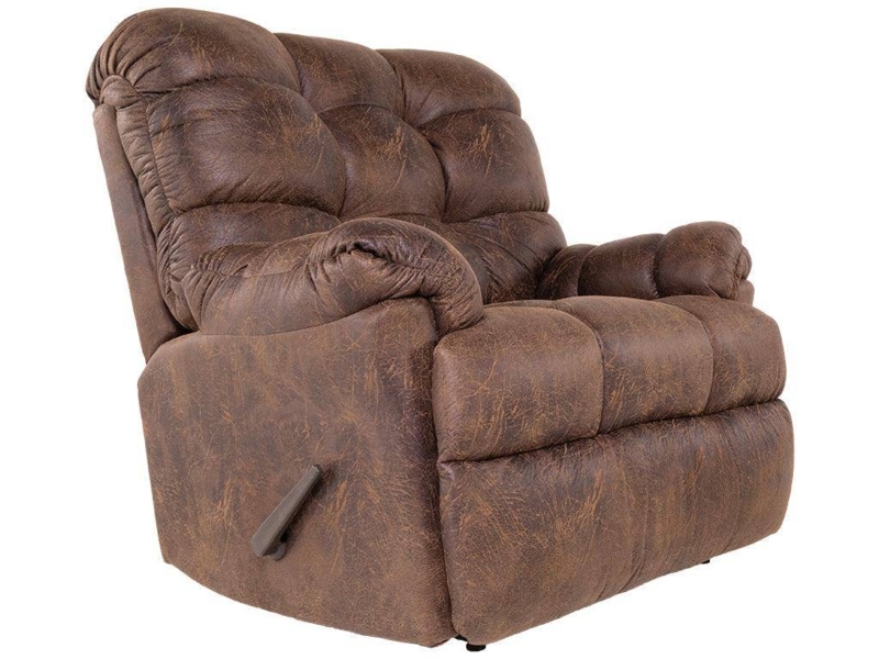 Rocker Recliner Distressed Brown Biscuit Tufted Chair and a Half Rustic