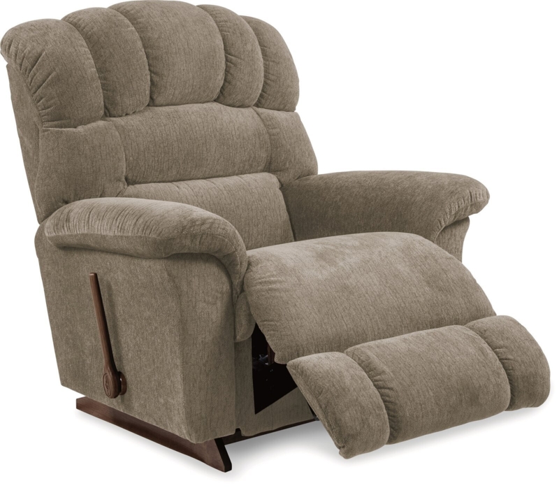 Rocker Recliner Warm Taupe Segmented Back Manual Lever Traditional