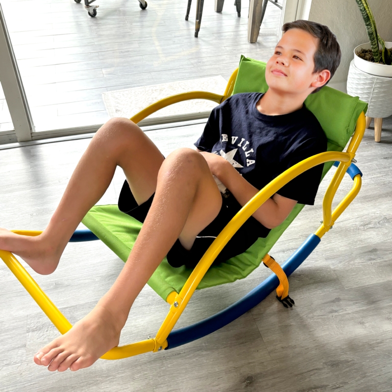 Rocking Chair Canary Yellow Frame Lime Green, Modern Sensory Seating (71 chars)
