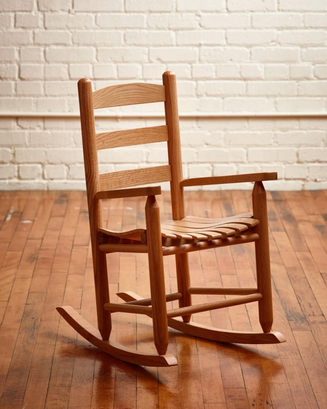 Rocking Chair Contoured Slat Seat Honey Oak, Ladder Back Rocker (66 chars)