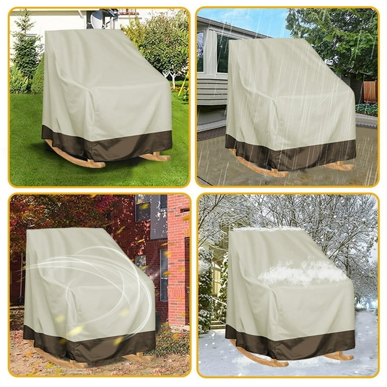 Rocking Chair Cover Two Tone Beige Brown Fabric High Back