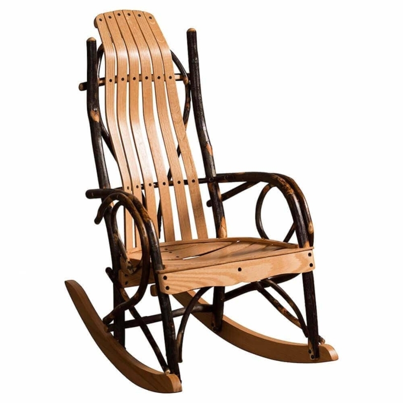 Rocking Chair Hickory Sapling Frame Rustic Bark Finish, Amish Rocker (71 chars)