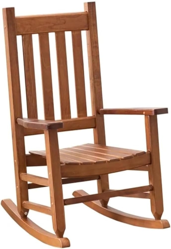 Rocking Chair Honey Brown Vertical Slat Back, Craftsman Style (63 chars)