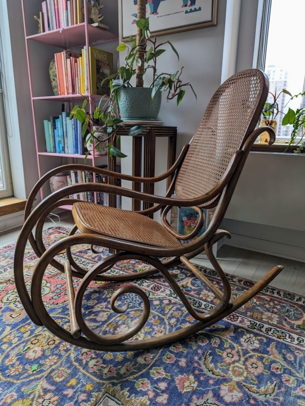 Rocking Chair: Semi-Gloss Woven Backrest, Bohemian Living Room Seating