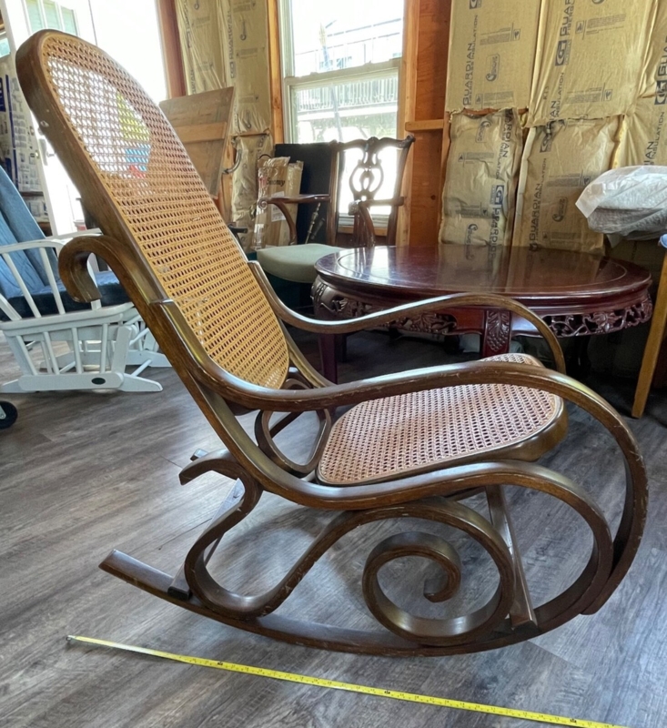 Rocking Chair: Spiral Scroll Base, Bentwood Cane, Thonet Style Rocker