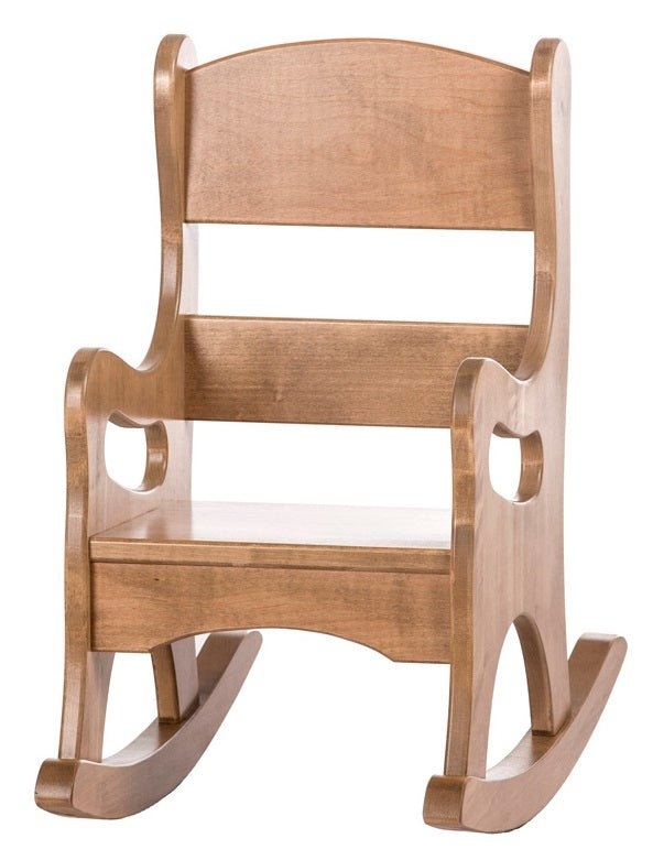 Rocking Chair with Side Cutouts Honey Brown, Solid Wood Toddler Rocker (74 chars)