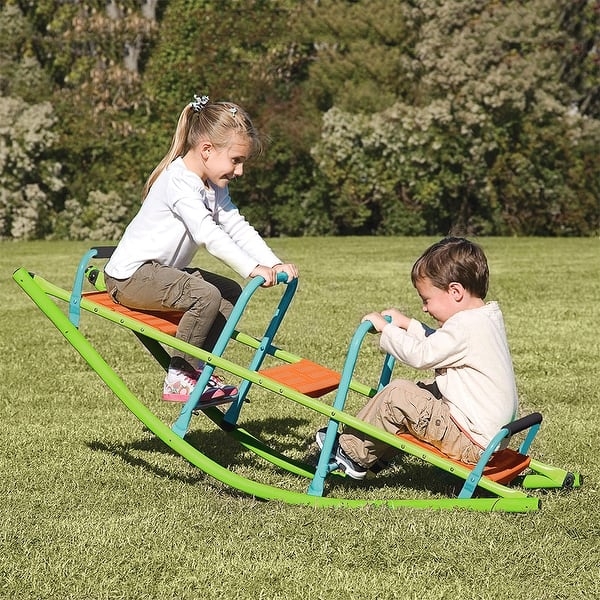 Rocking Seesaw with Curved Rocking Base for Three People