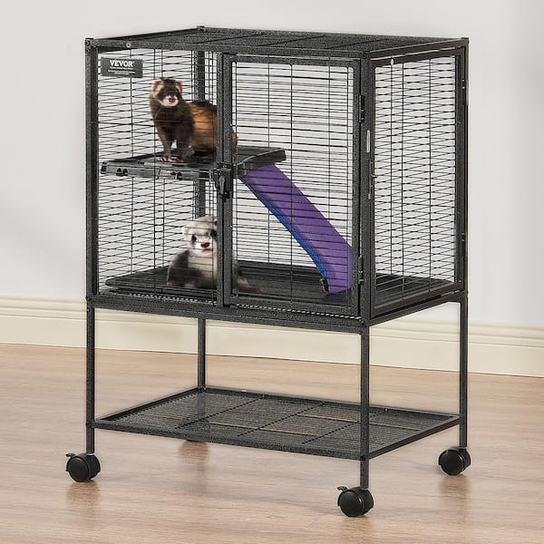 Rolling Animal Cage Textured Black Finish Purple Ramp