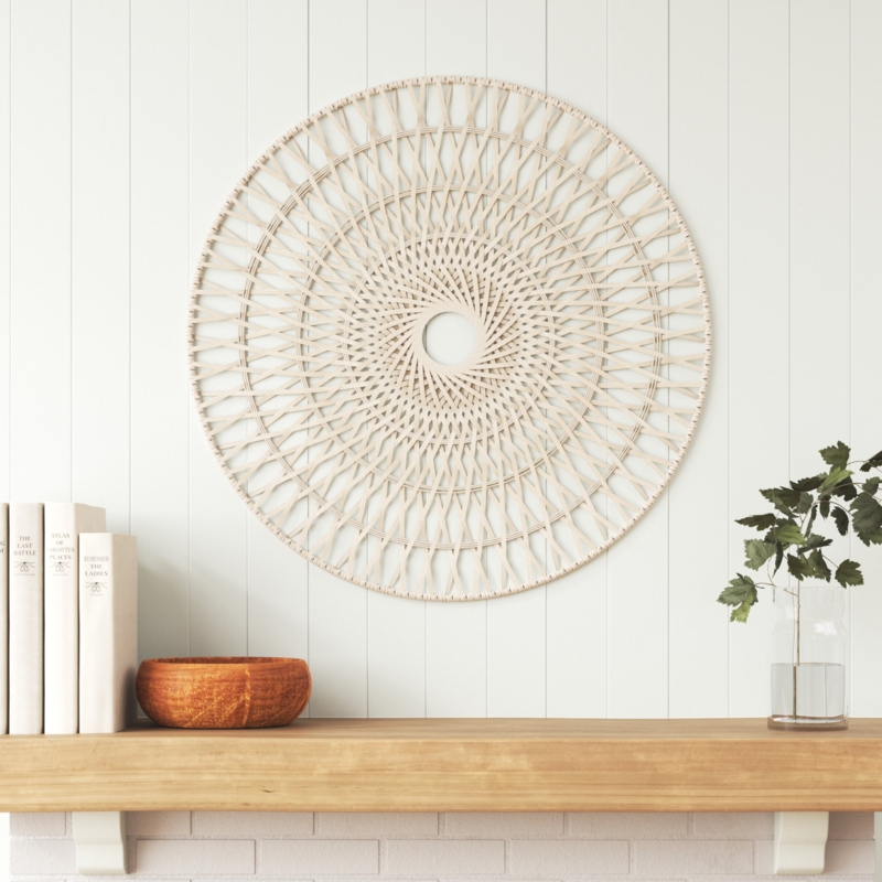 Round Wall Decor Wicker Rattan Open Center Cutout Radial Weave