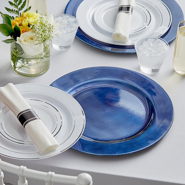 Royal Blue Charger Plate with Smooth Rim for Formal Event Table Decor