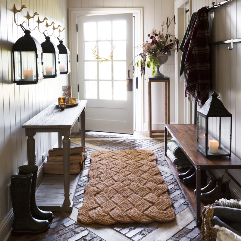 Runner Doormat: Oversized Braided Weave Rug for Rustic Mudrooms