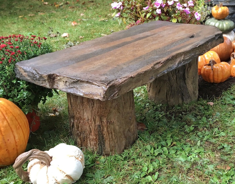 Rustic Garden Bench with Faux Bark Texture and Stump Legs