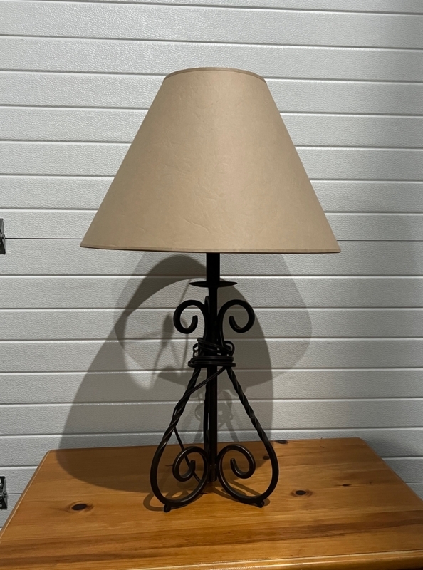 Rustic Mediterranean Wrought Iron Scroll Lamp, Twisted Support