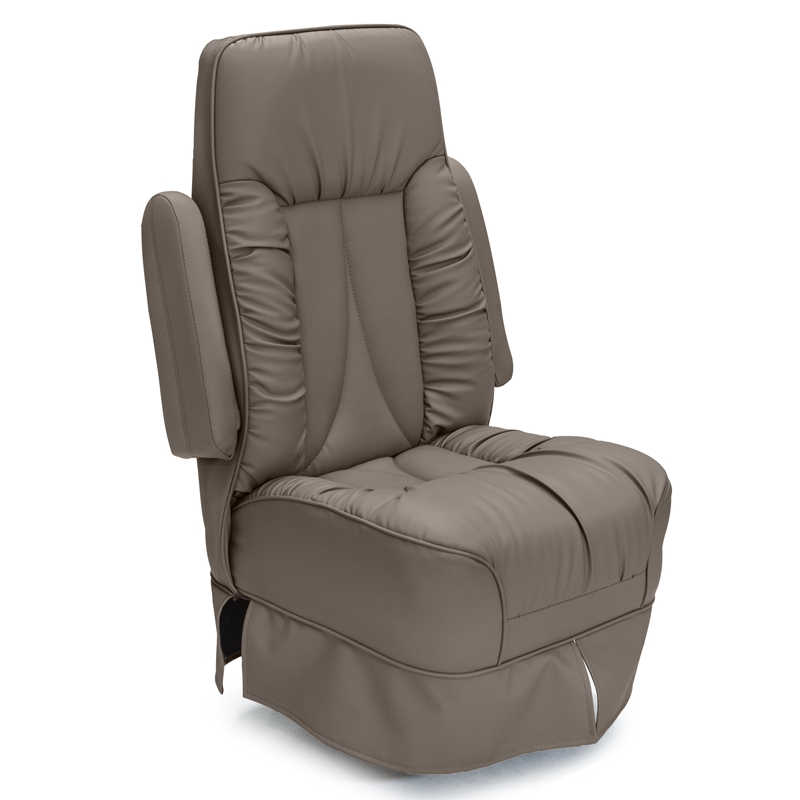 RV Captain Chair: Antelope Taupe Gathered Pleated Texture Upholstery