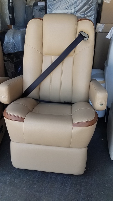 RV Captains Chair: Vertical Channel Stitching with contrasting Brown Trim