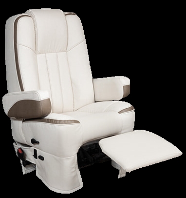 RV Captain's Chair with Extendable Footrest and Two-Tone Piping Details