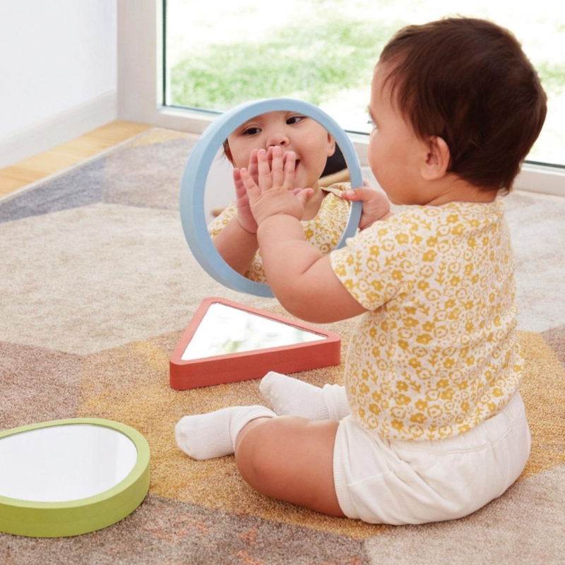 Safety Mirror Set with Chunky Easy Grip Geometric Frames for Toddlers