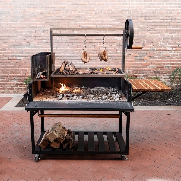 Santa Maria BBQ with Crank Adjustment Wheel and Side Firebox