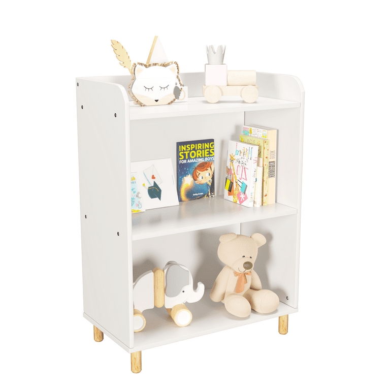 Scandi Style Bookcase featuring Curved Side Panels and Wood Legs
