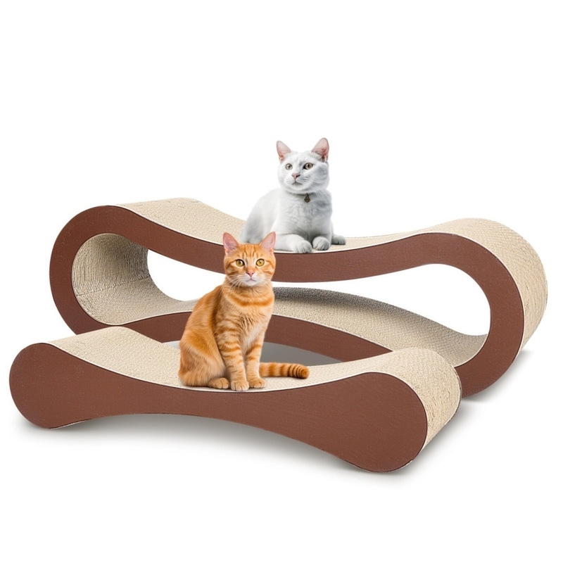 Sculptural Cat Scratcher Lounge with Wave Form and Nesting Design