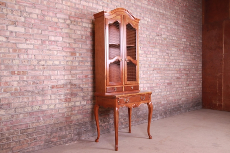 Secretary Desk with Bonnet Top and Wire Mesh Hutch Doors