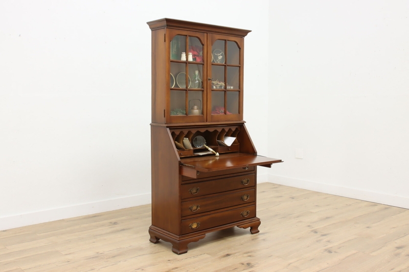 Secretary Desk with Bookcase Hutch and Georgian Bracket Feet