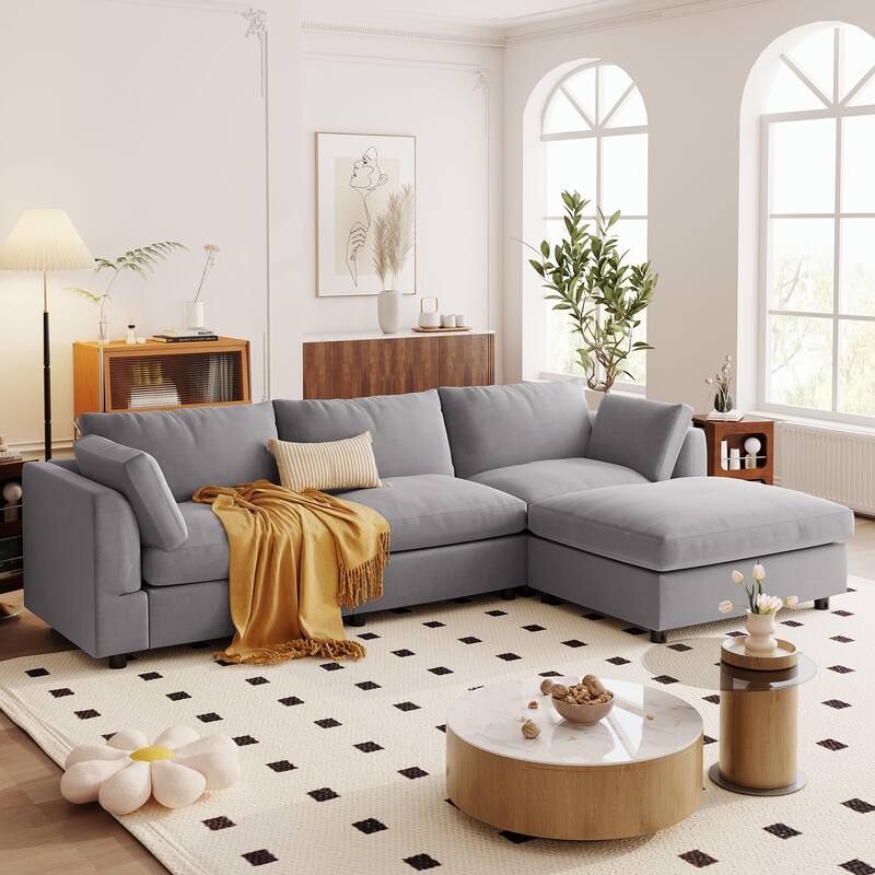 Sectional Sofa in Japandi Style with Blocky Silhouette