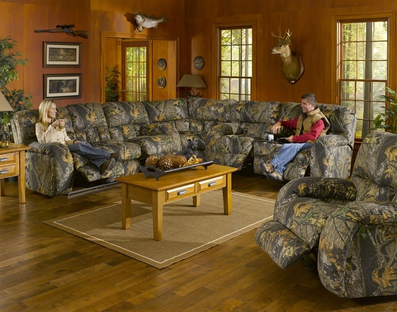 Sectional Sofa: Manual Recline Lodge Sofa with Camouflage Fabric