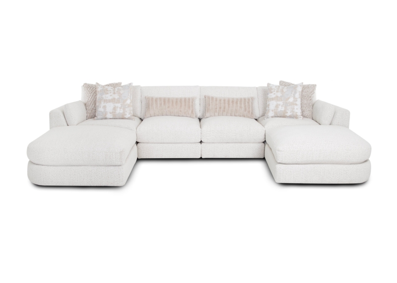 Sectional Sofa with Unique Curved Front Ottomans