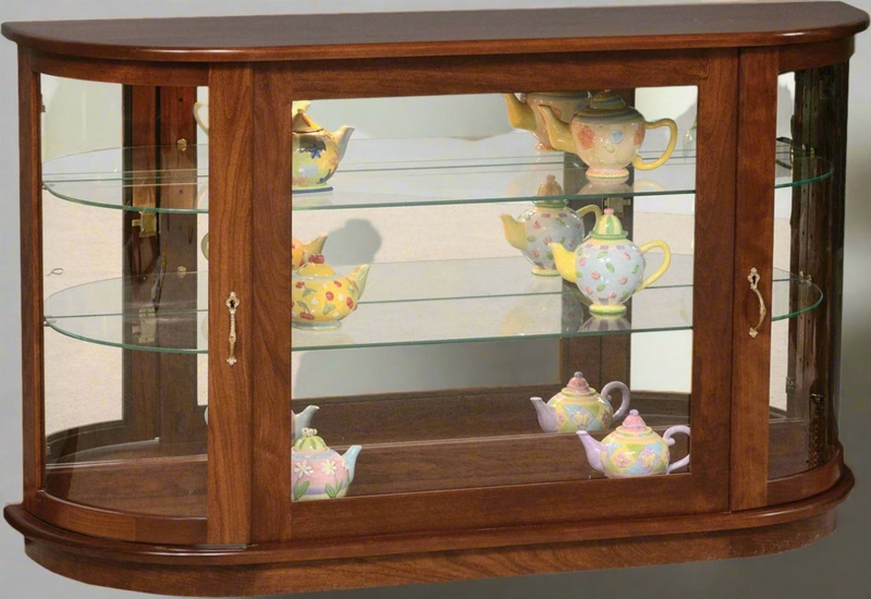Semi-Circular Display Case with Rounded Glass Sides and Brass