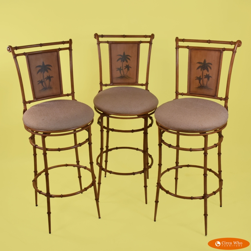 Set of 3 Metal Faux Bamboo Bar Stools | Circa Who