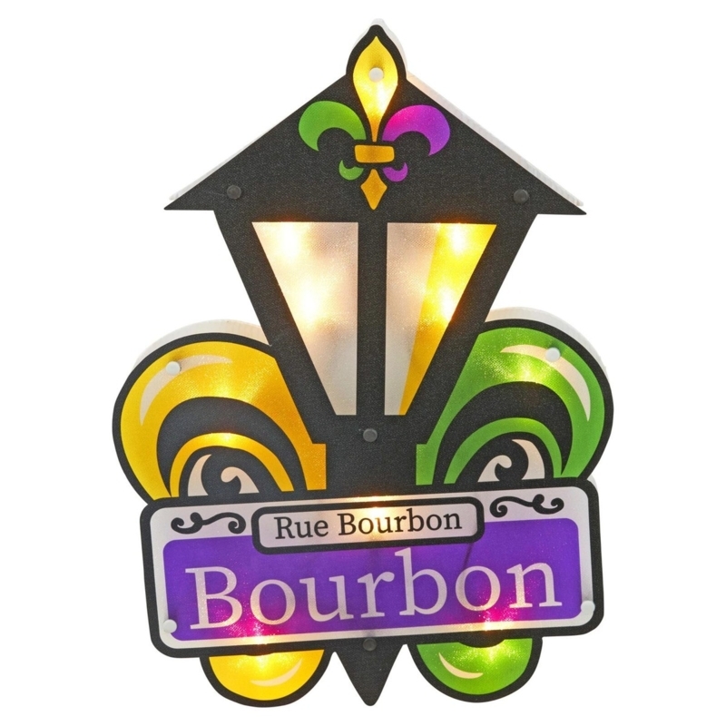 Shimmering Lighted Wall Sign with Mardi Gras Fleur-de-lis